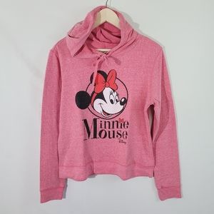 Disney Minnie Mouse Pink Pullover Hooded Sweater Girls Size L (11/13)